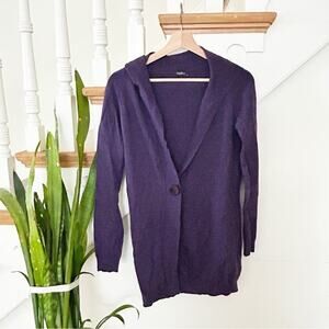 Haiku Purple Hooded Cardigan Sweater Soft Cozy Knit Made in Italy V-Neck Size M